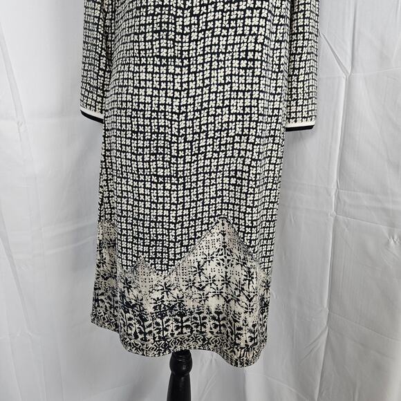 Max Studio Shift Dress Womens M Black White Geometric Stretch Classic Mod Artsy - Picture 3 of 8